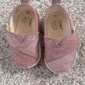 Toddler girls size 4T pink sparkle Toms